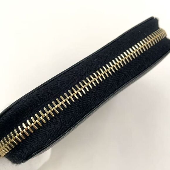 Gucci Soho GG Round Zip Wallet Leather Black Gold - Picture 9 of 13